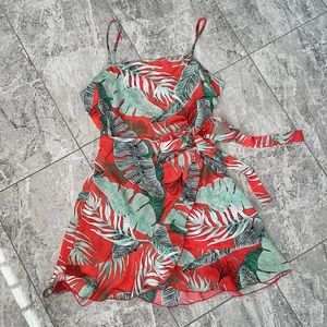 Tropical Print Wrap Dress.